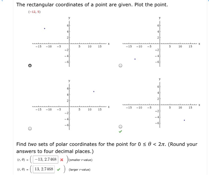 Solved The rectangular coordinates of a point are given. | Chegg.com