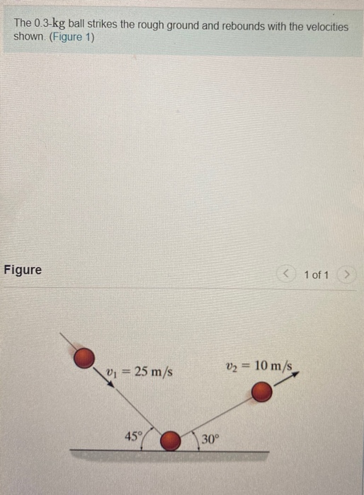 Solved The 0.3kg ball strikes the rough ground and rebounds
