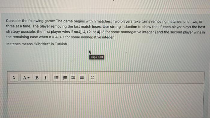 Solved Consider The Following Game: The Game Begins With N | Chegg.com