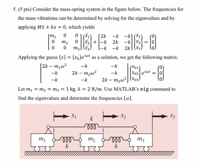 Solved 5. (5 pts) Consider the mass-spring system in the | Chegg.com