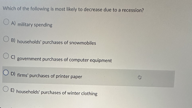 Solved Which of the following is most likely to decrease due | Chegg.com