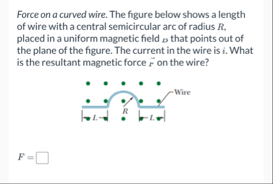 Force on a curved wire. The figure below shows a | Chegg.com