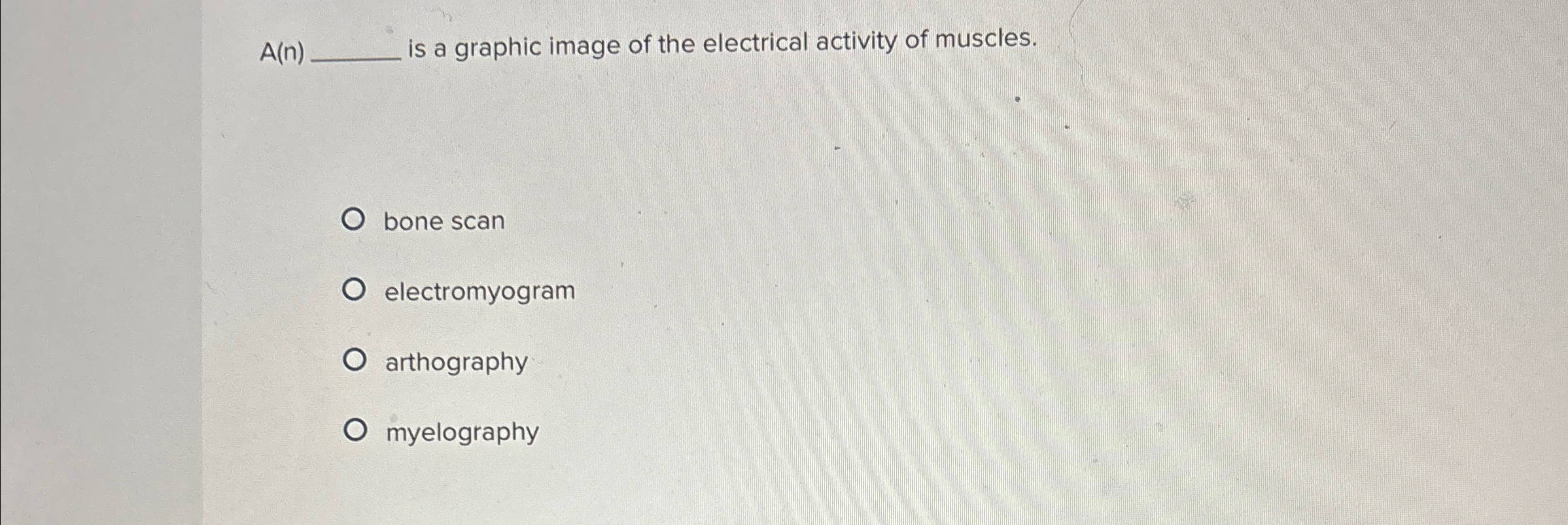 Solved A(n) ﻿is a graphic image of the electrical activity | Chegg.com