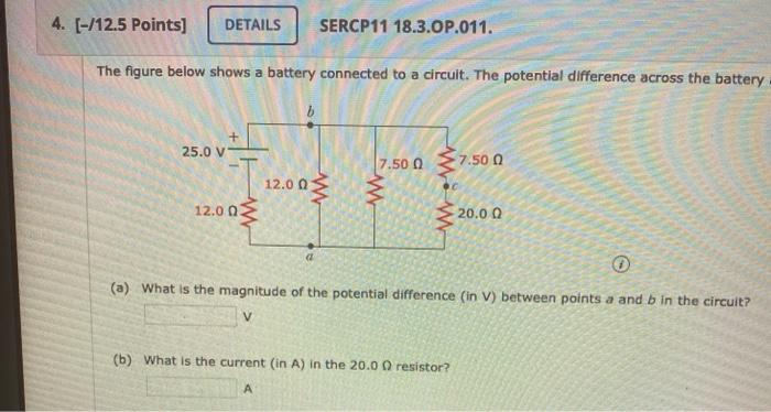 Solved 4. [-/12.5 Points] DETAILS SERCP11 18.3.OP.011. The | Chegg.com