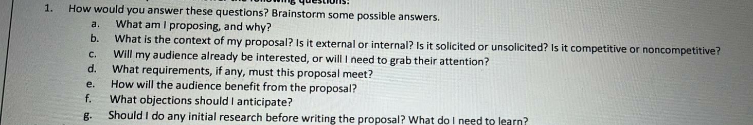 Solved How would you answer these questions? Brainstorm some | Chegg.com