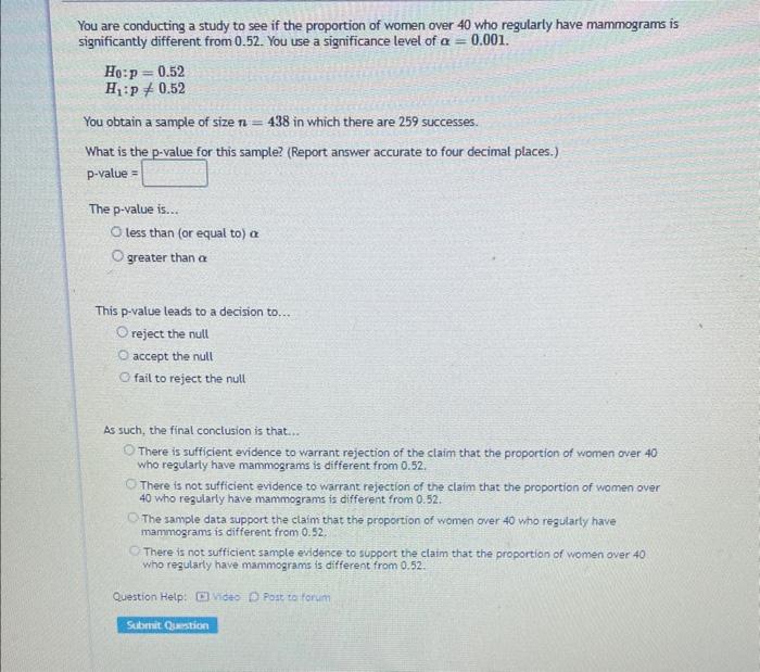 Solved You are conducting a study to see if the proportion | Chegg.com