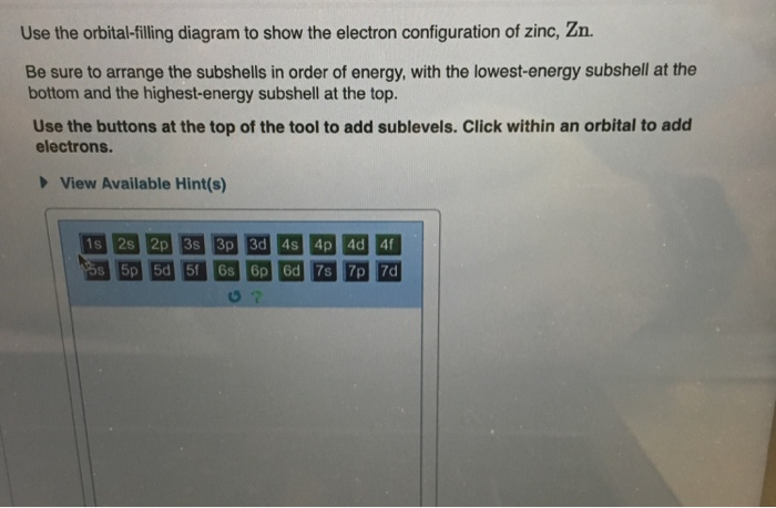 Solved Use the orbital-filling diagram to show the electron | Chegg.com