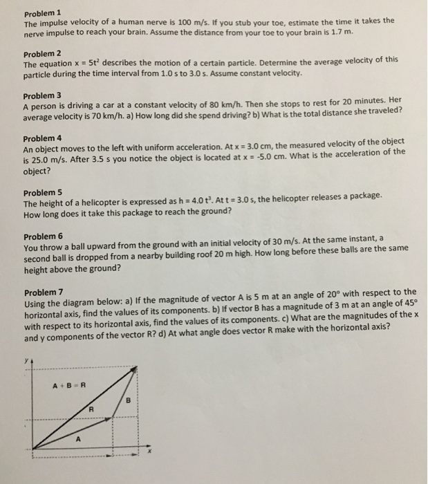 Solved Problem 1 The impulse velocity of a human nerve is | Chegg.com