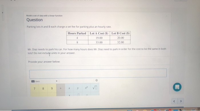 Solved Model a set of data with a linear function Question | Chegg.com