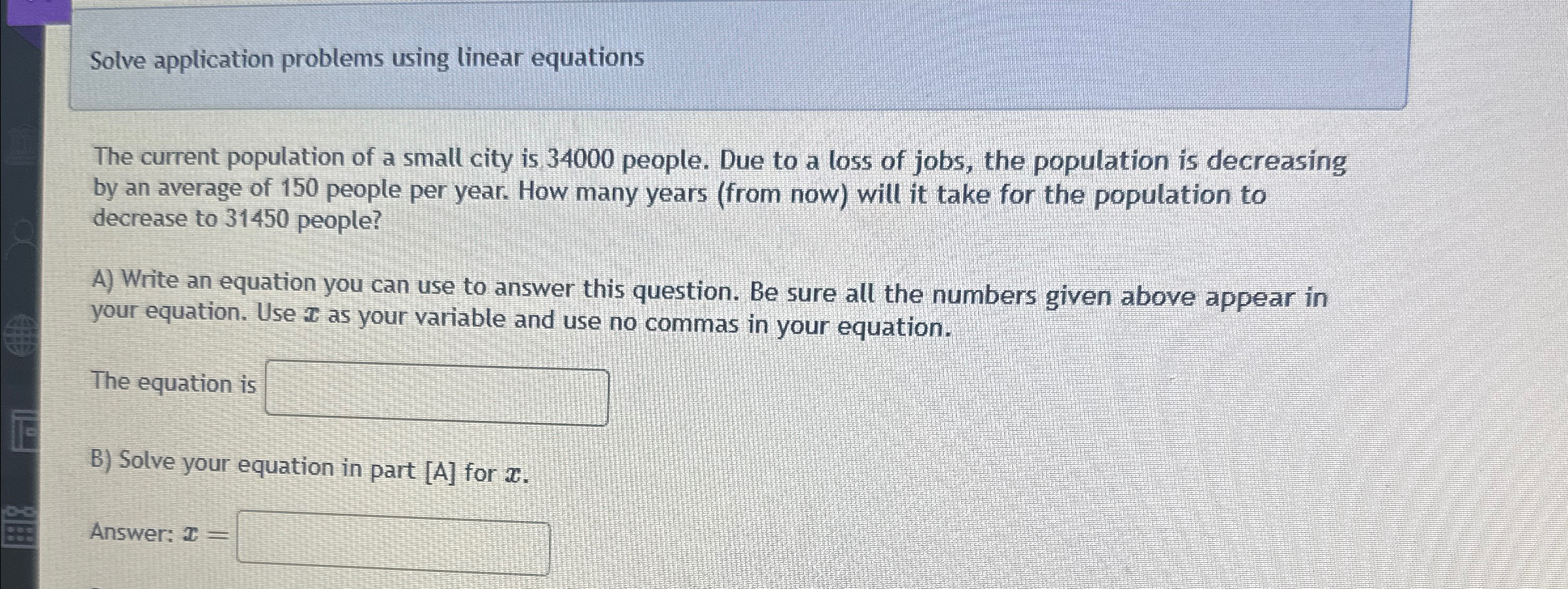 Solved Solve application problems using linear equationsThe | Chegg.com