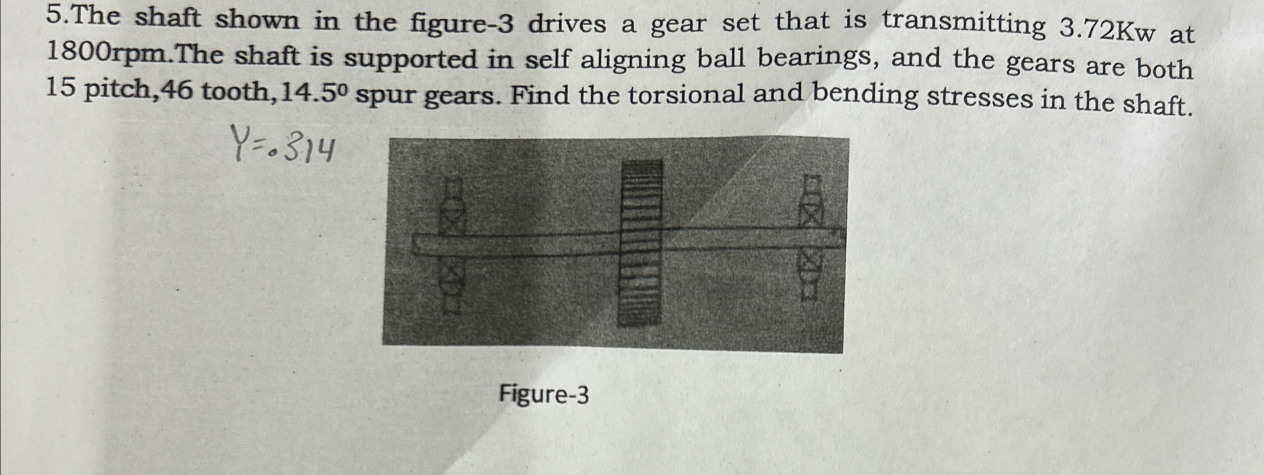 Solved The shaft shown in the figure-3 ﻿drives a gear set | Chegg.com