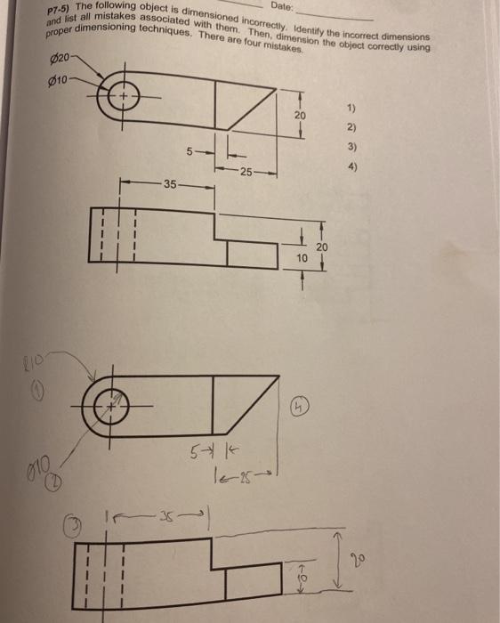 Solved Date: P7-5) The following object is dimensioned | Chegg.com