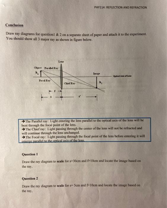 Solved PHY114: REFLECTION AND REFRACTION Conclusion Draw Ray | Chegg.com