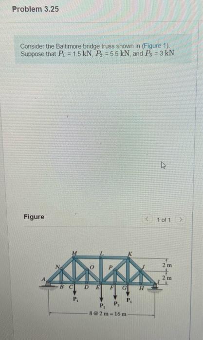 Solved Problem 3.25 Consider The Baltimore Bridge Truss | Chegg.com