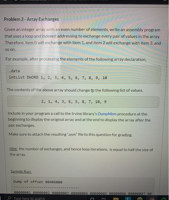 Solved Problem 2 - Array Exchanges Given an integer array | Chegg.com