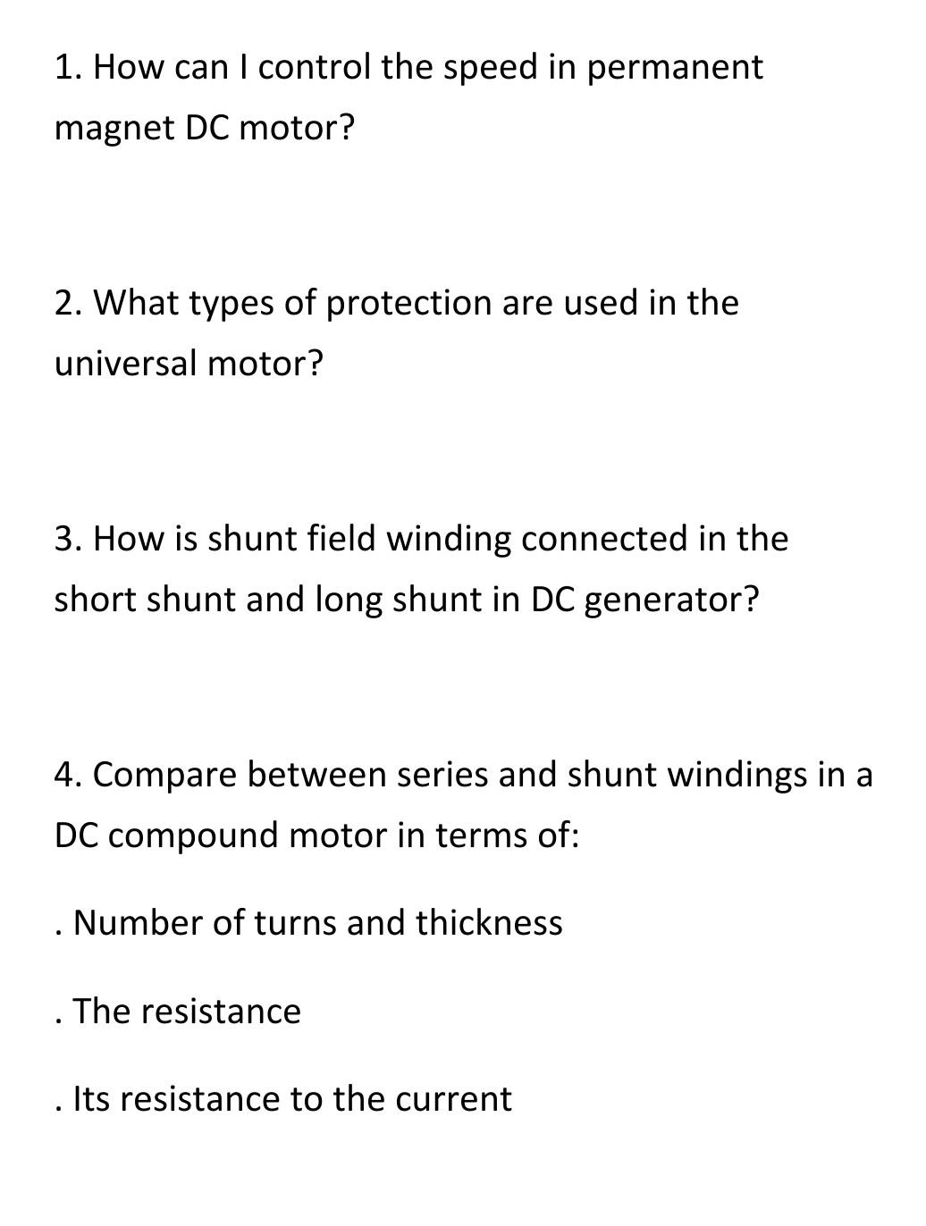 Solved 1. How can I control the speed in permanent DC