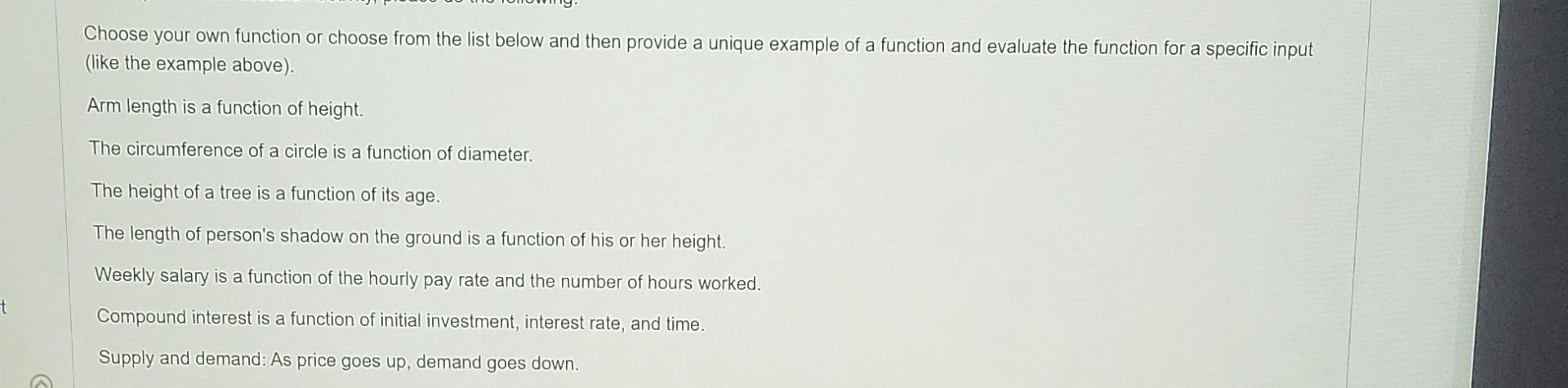 Solved Choose your own function or choose from the list | Chegg.com