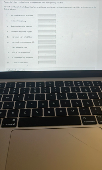 Solved Aspume the indrect method is used to compute caih | Chegg.com