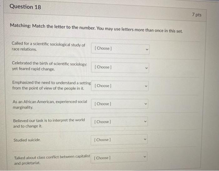 Solved Question 17 5 Match the items to a set of choices in | Chegg.com