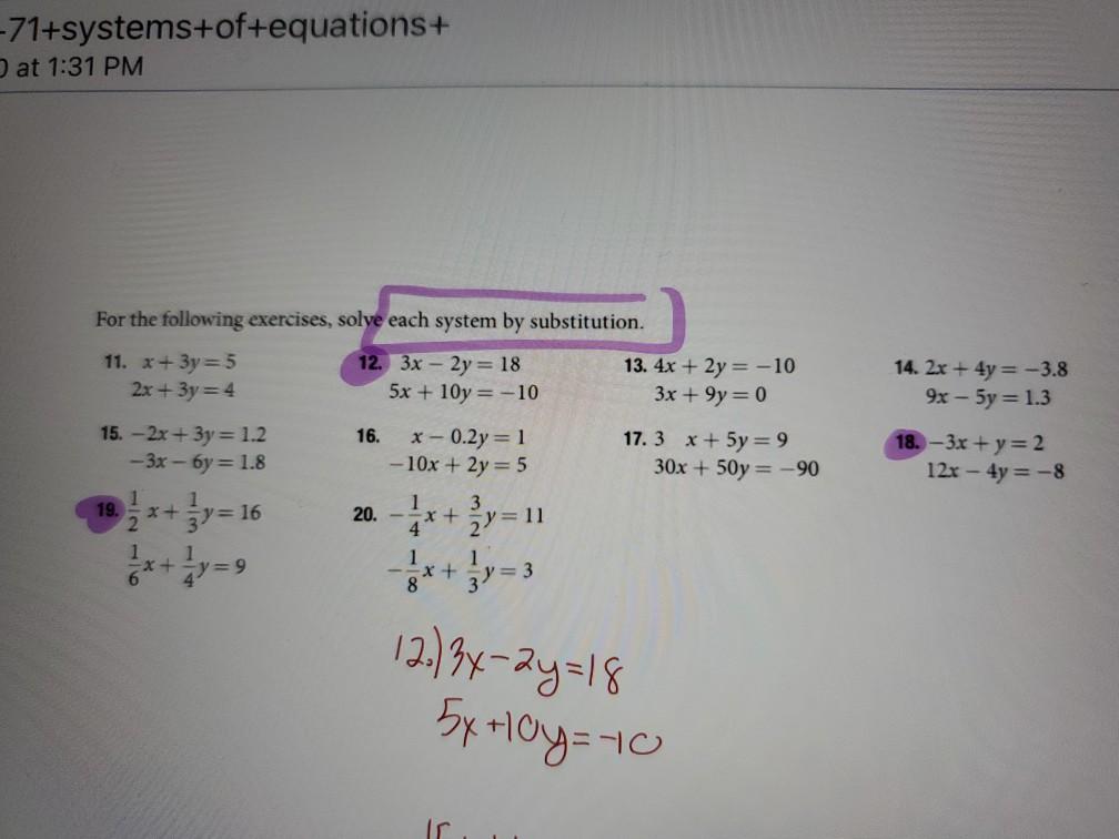 Solved 71 Systems Of Equations At 1 31 Pm For The Chegg Com