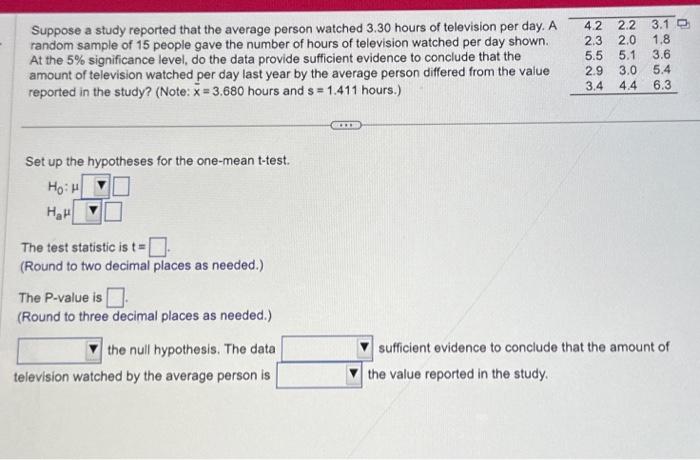 Solved Suppose a study reported that the average person | Chegg.com