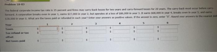 Solved Problem 18-03 The Federal Corporate Income Tax Rate | Chegg.com