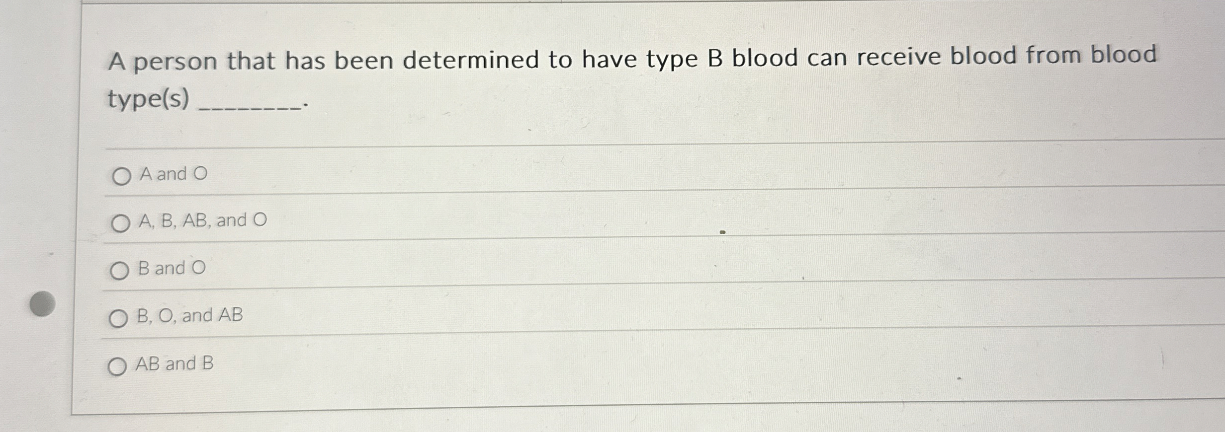 Solved A person that has been determined to have type B | Chegg.com