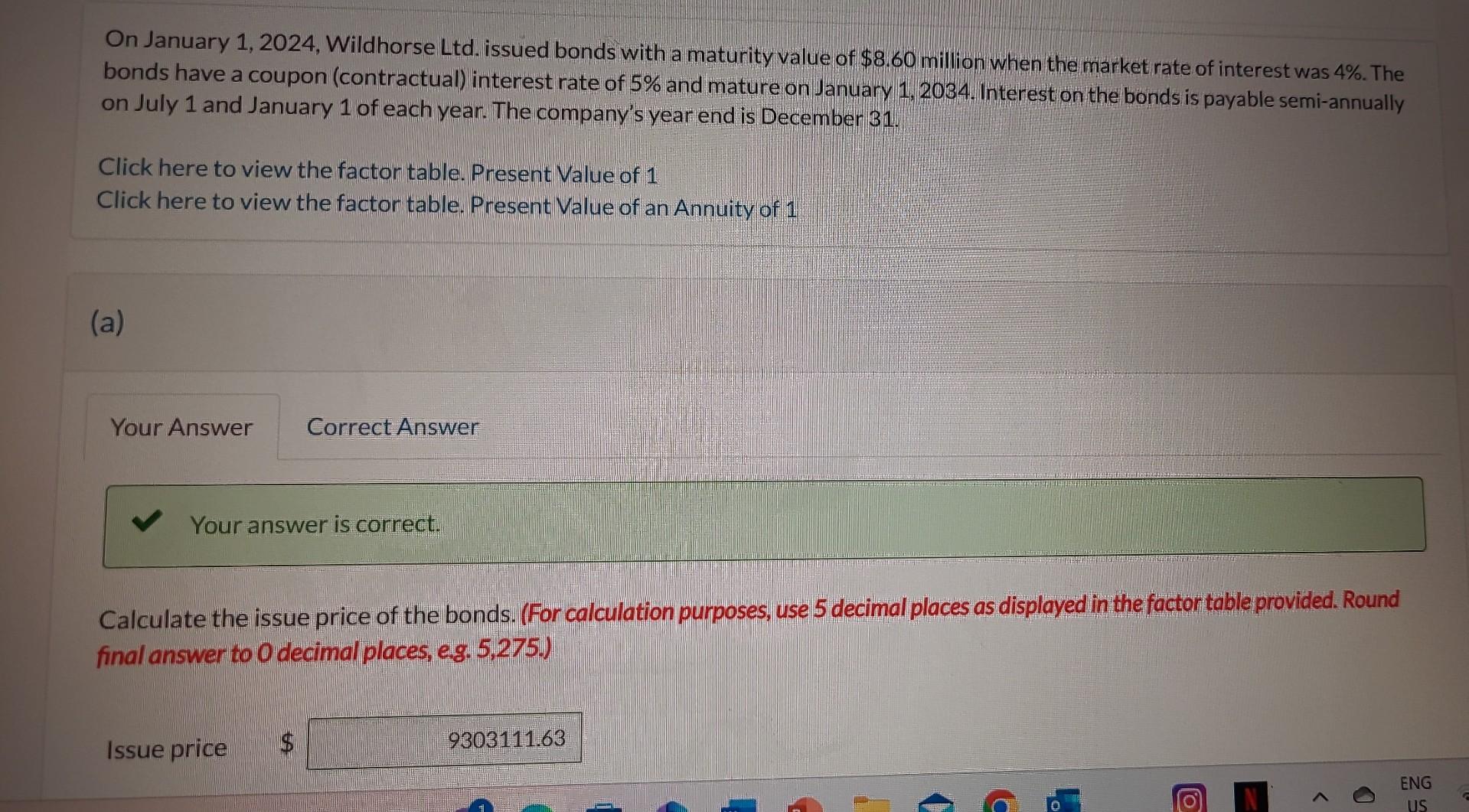 Solved On January 1, 2024, Wildhorse Ltd. issued bonds with