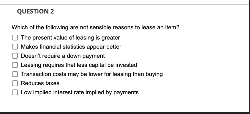 Solved QUESTION 2Which of the following are not sensible | Chegg.com