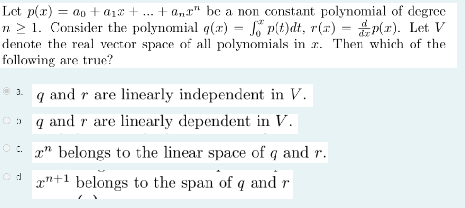 Solved Let p(x)=a0+a1x+dots+anxn ﻿be a non constant | Chegg.com