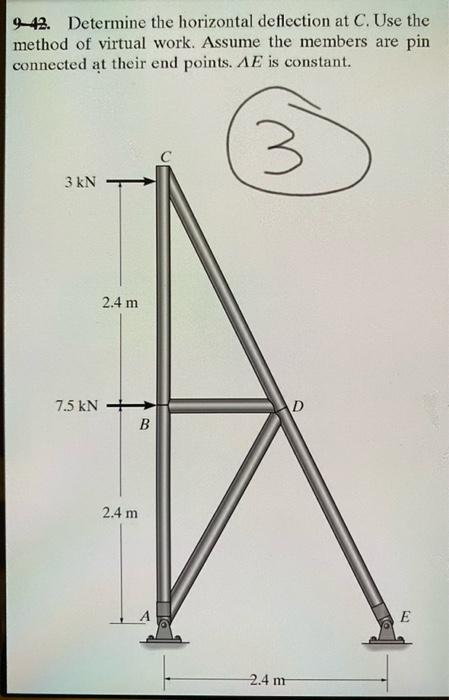 Solved 942. Determine the horizontal deflection at C. Use | Chegg.com