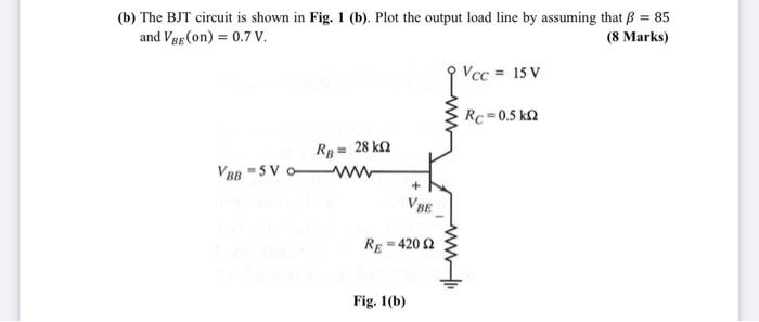 Solved (b) The BJT circuit is shown in Fig. 1 (b). Plot the | Chegg.com