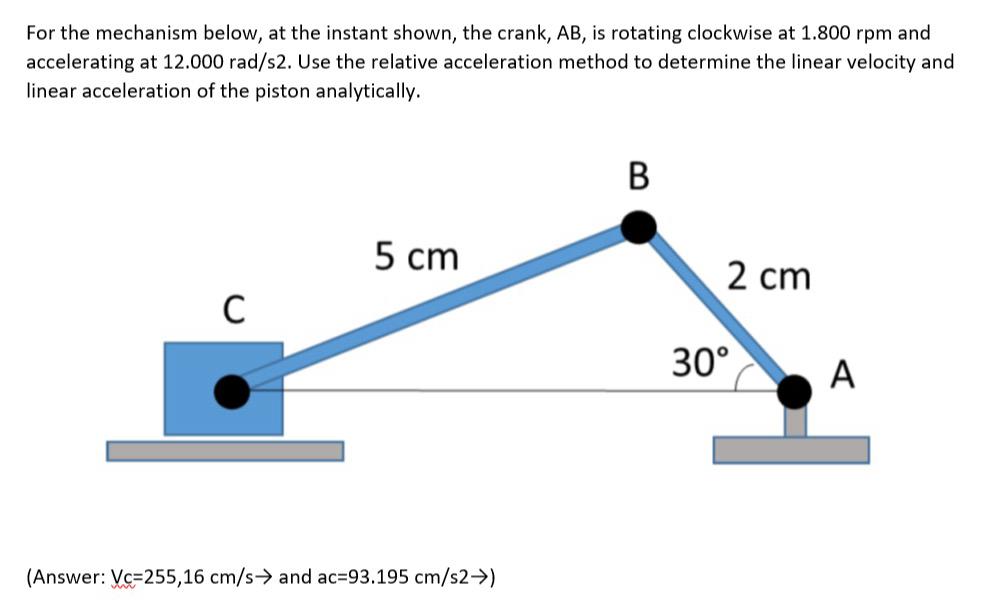 Solved For the mechanism below, at the instant shown, the | Chegg.com