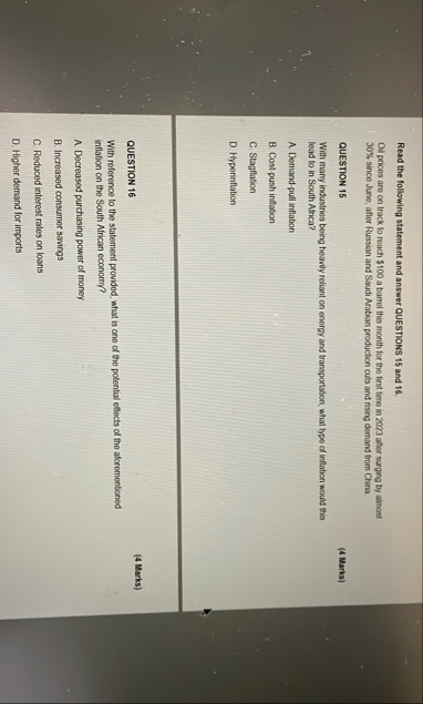 Solved Read the following statement and answer QUESTIONS 15 | Chegg.com