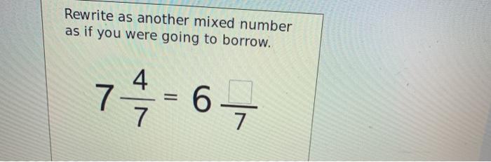 Solved Rewrite as another mixed number as if you were going | Chegg.com
