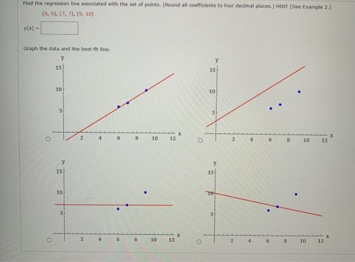 Solved Find the regression line associated with the set of | Chegg.com