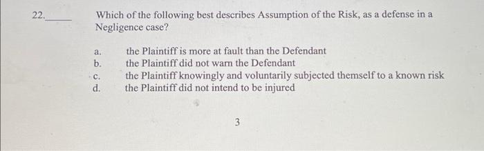Solved 19. a. In order to recover from a Defendant based on | Chegg.com