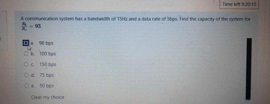Solved A communication system has a bandwidth of 15 Hz and a | Chegg.com