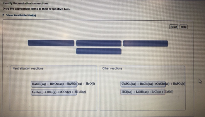 Solved Identify the neutralization reacdions Drag the | Chegg.com
