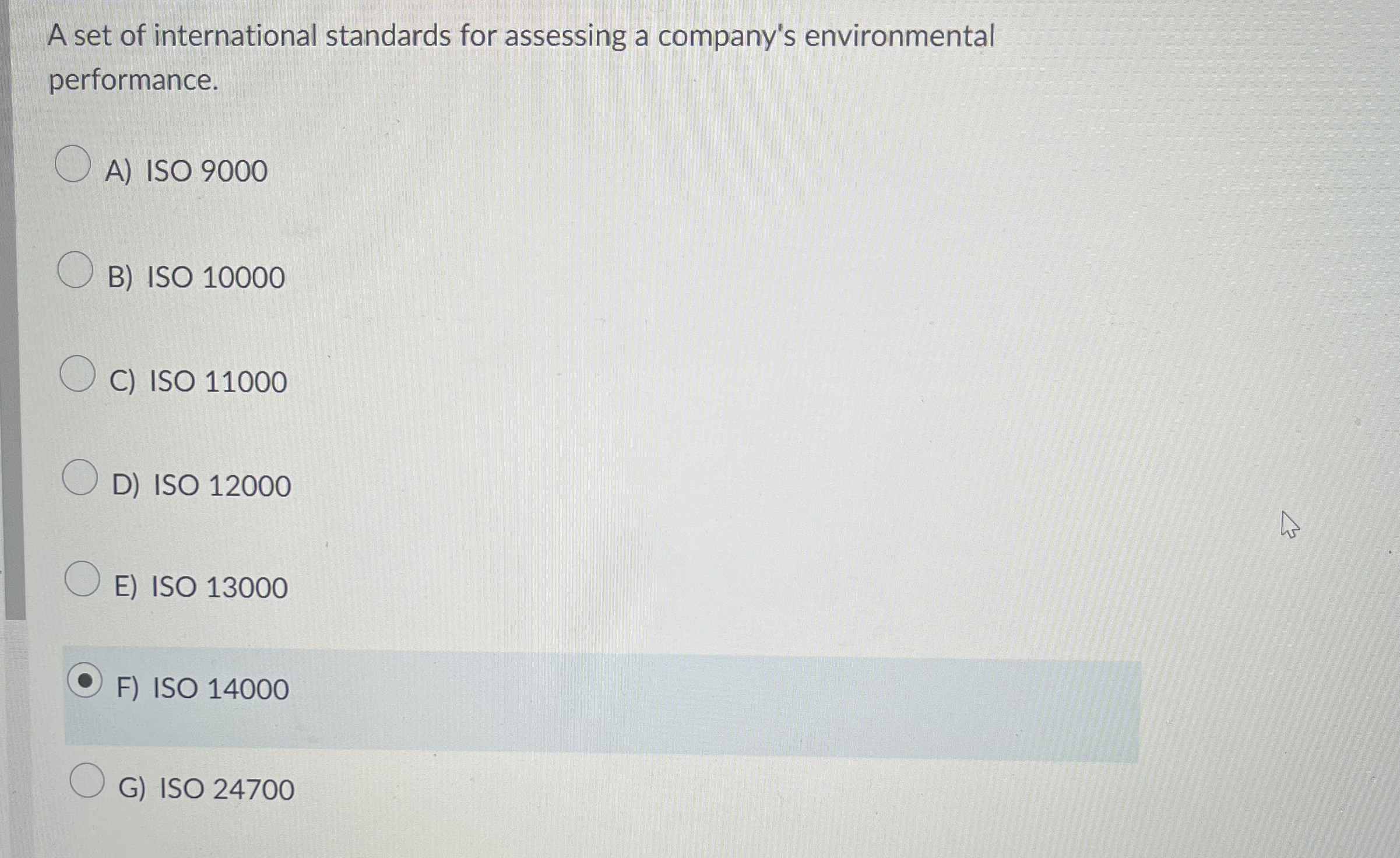 Solved A set of international standards for assessing a | Chegg.com