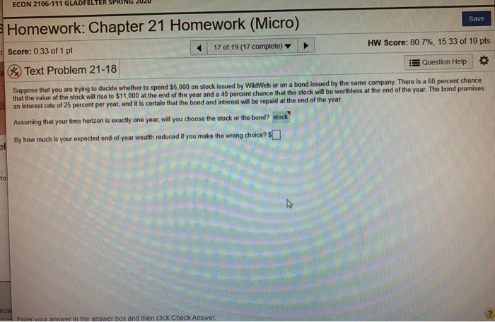 Solved Save Homework: Chapter 21 Homework (Micro) Score: | Chegg.com