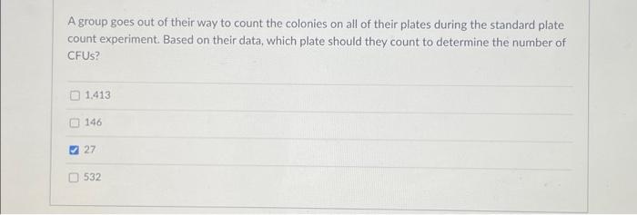 Solved A group goes out of their way to count the colonies | Chegg.com