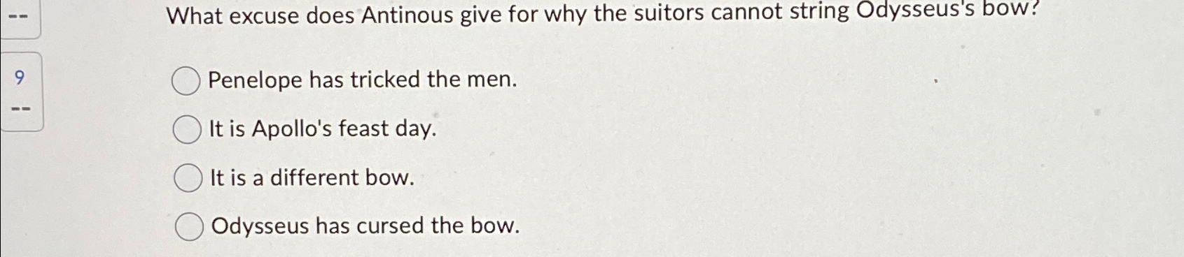 Solved What excuse does Antinous give for why the suitors | Chegg.com