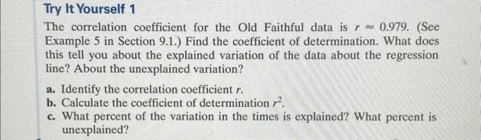 Solved Try It Yourself 1 The correlation coefficient for the | Chegg.com
