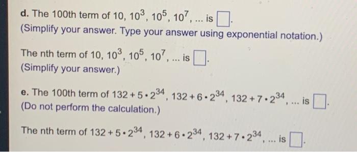 Solved Find the 100th and the nth term for each of the | Chegg.com