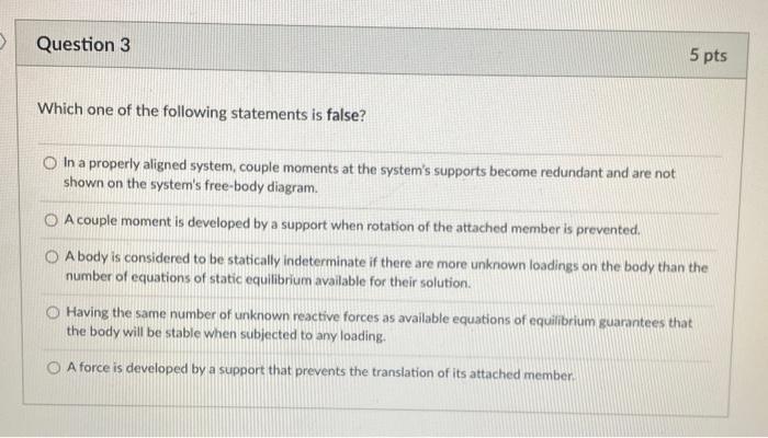Solved 3 Question 3 5 pts Which one of the following | Chegg.com