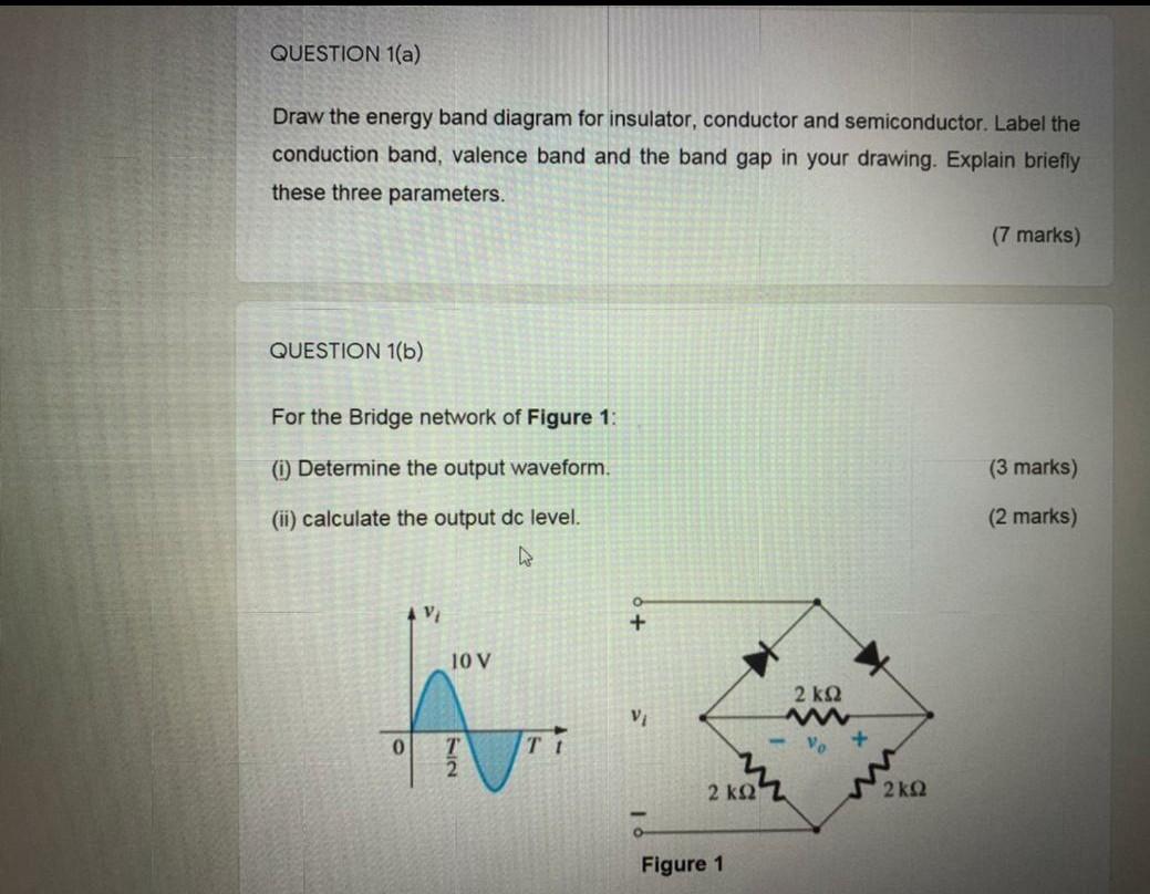 Solved QUESTION 1(a) Draw The Energy Band Diagram For | Chegg.com