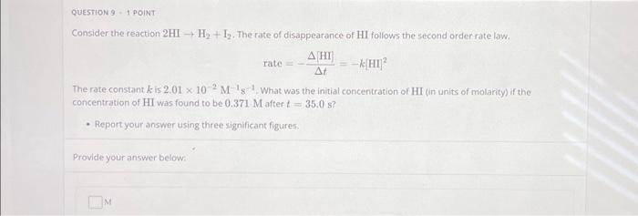 Solved Consider the reaction 2HI→H2+I2. The rate of | Chegg.com