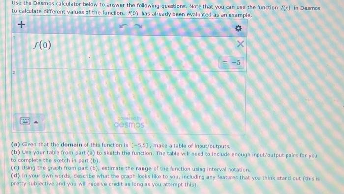 Use The Desmos Calculator Below To Answer The | Chegg.com