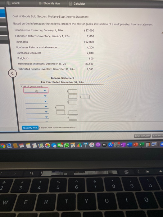 Solved eBook Show Me How Calculator Cost of Goods Sold | Chegg.com